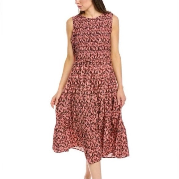 Beachlunchlounge Celadine Printed Smocked Cotton Dress Size M - Picture 1 of 15